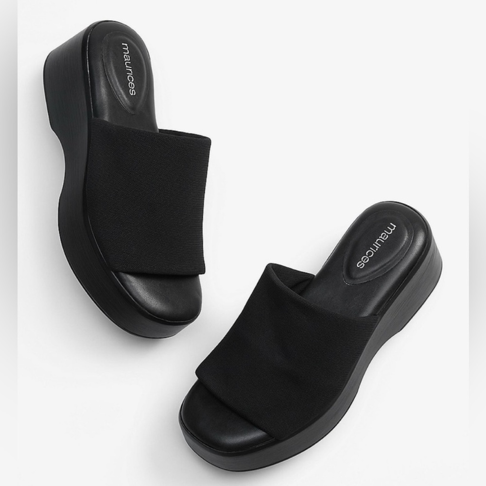Maurice's black platform slide sandals. New with tags. Women’s Size 9